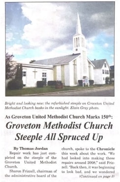 Groveton Methodist Church Steeple All Spruced Up — As Groveton United Methodist Church Marks 150th